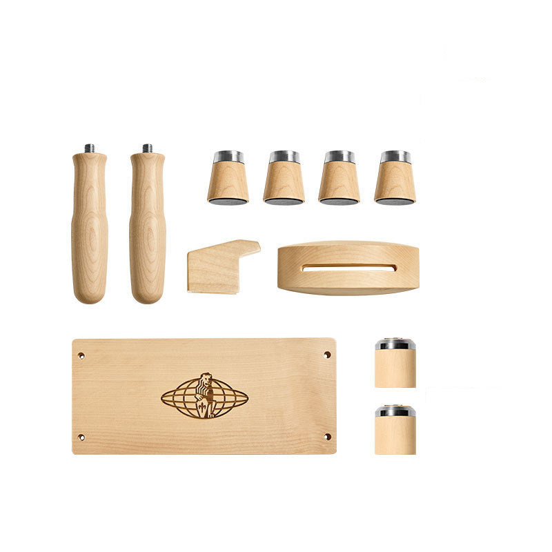 Modern and sleek Hot Mom MINI Coffee Machine Modification Accessories Alloy Kit in (White Maple) or (Walnut) 11-piece set, crafted from solid wood, stainless steel, and silicone. Elevate your coffee brewing experience with this stylish and functional upgrade for your Spicy Ma MINI coffee maker