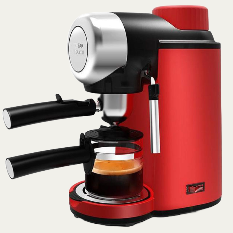 Experience the perfect blend of Italian style and modern functionality with our semi-automatic coffee machine. Utilizing pump pressure, it's designed for 5 cups or less, featuring a sleek stainless steel body in an elegant red color. Rated at 220V/50HZ/800W, this high-pressure coffee marvel holds 0.24L of liquid gold. The package includes the coffee machine, an informative instruction manual, and a stylish glass cup to enhance your brewing experience.