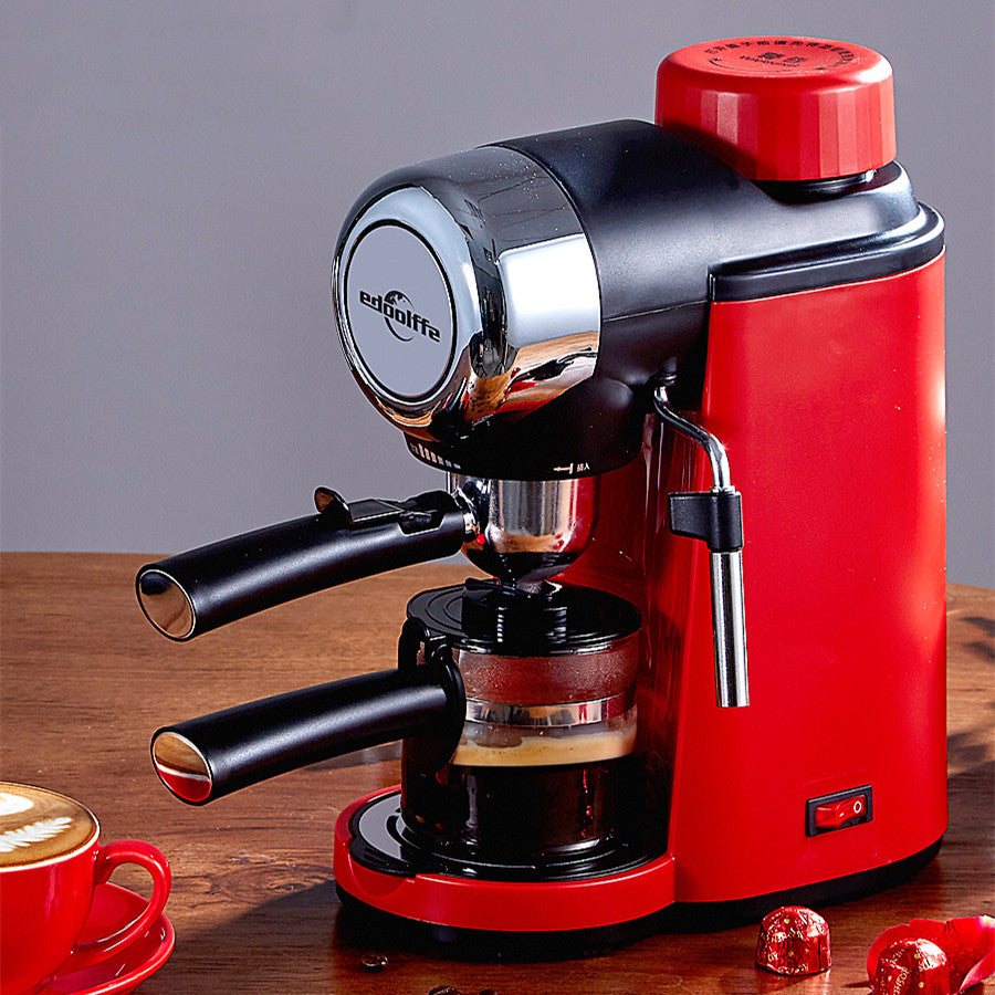 Experience the perfect blend of Italian style and modern functionality with our semi-automatic coffee machine. Utilizing pump pressure, it's designed for 5 cups or less, featuring a sleek stainless steel body in an elegant red color. Rated at 220V/50HZ/800W, this high-pressure coffee marvel holds 0.24L of liquid gold. The package includes the coffee machine, an informative instruction manual, and a stylish glass cup to enhance your brewing experience.