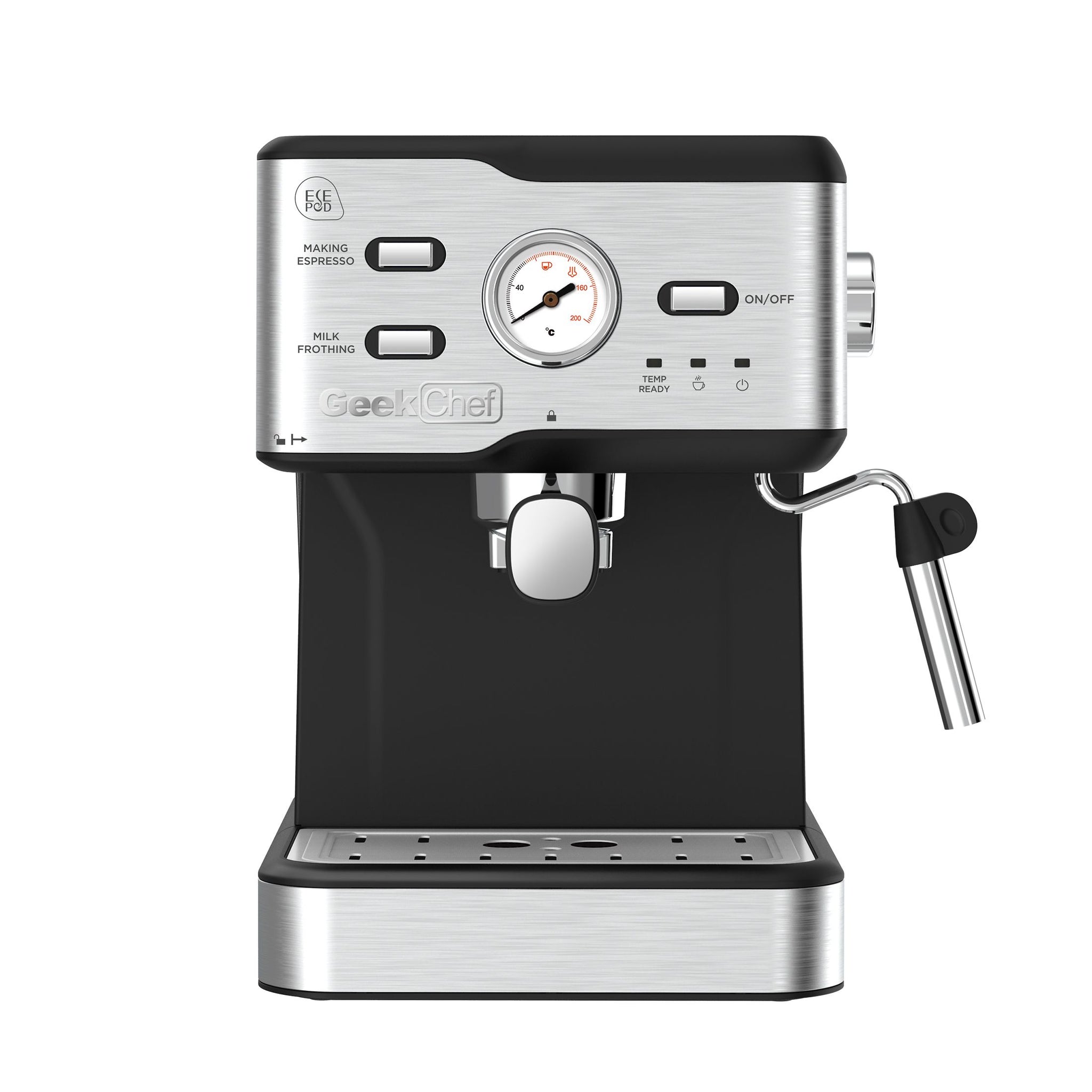 Elevate your home coffee experience with our Stainless Steel Espresso Machine. Precision-crafted for professional-quality espresso, featuring durable stainless steel construction for style and longevity. High-pressure pump and thermoblock heating system ensure optimal brewing temperatures and pressure. Enjoy the perfect balance of boldness and smoothness with single and double shot options.