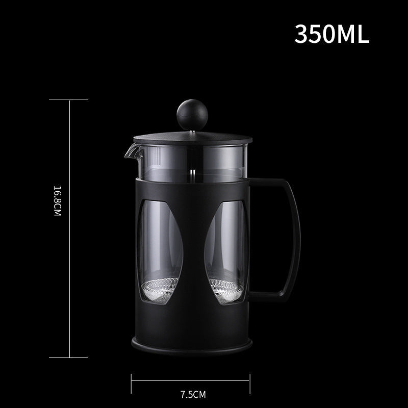 Explore www.caffexa.com for stylish and functional American-inspired glassware. Crafted from durable borosilicate glass, featuring a sleek design with a food-grade PP cup holder and pot top for safety. The internal 304 stainless steel filter enhances utility. Available in 350ml or 600ml sizes, the modern black hue adds a touch of elegance. Elevate your beverage experience with this premium glass container, seamlessly blending form and function.